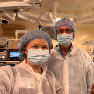 Amana and Richard in the OR at UCSF.