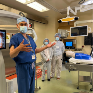 Dr. Nalin Gupta giving a tour of the operating room.
